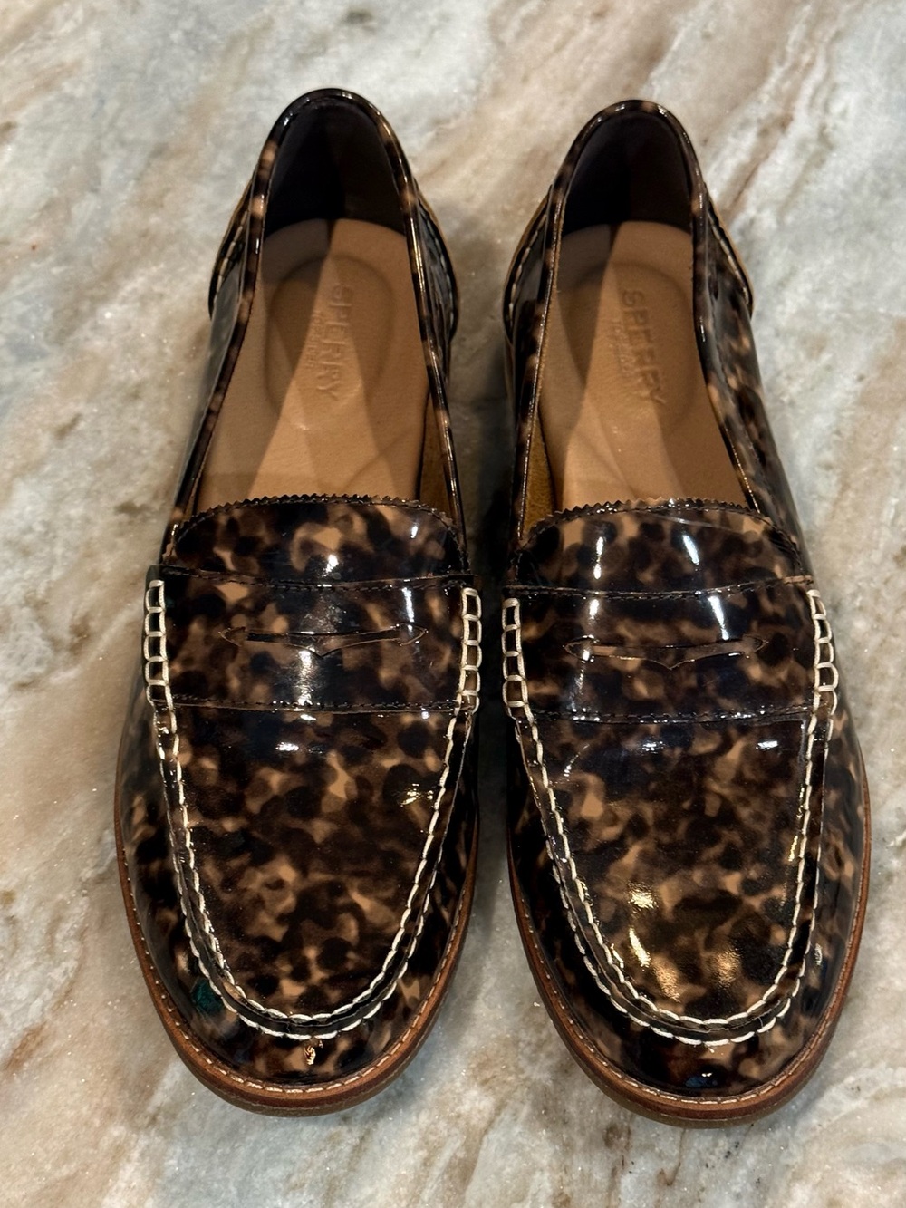 Women’s SPERRY Seaport tortoise patent leather penny loafer- Size 12 - Picture 3 of 7